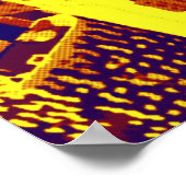 イエロ点々のあるーレトロアポップ・アートのートNYCルーフ ポスター (角)