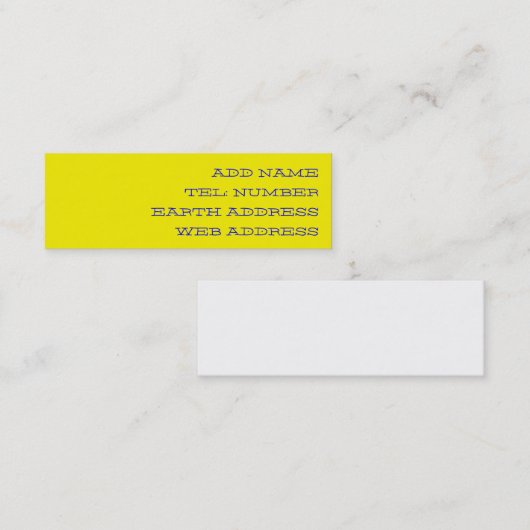 イエロ無地のカラー名刺 スキニー名刺 (正面/裏面)