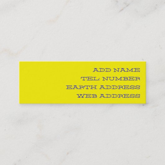 イエロ無地のカラー名刺 スキニー名刺 (正面)