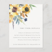 イエロ素朴ネイビーサンフラワーフローラ結婚ズ詳細 エンクロージャーカード (正面)