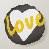 イエロ素朴ーホワイトグレーラブハート ラウンドクッション (裏面)