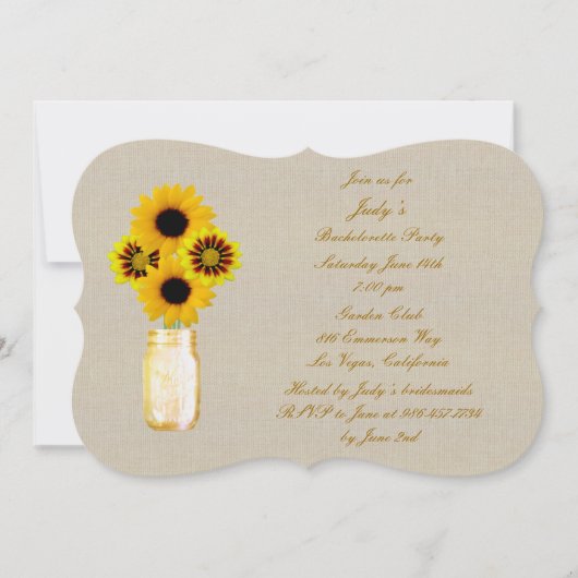 イエロ素朴ーメイソンジャースバチェロレッテ招待状 招待状 (正面)