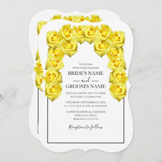 イエロ素朴ーローズ結婚式招待状 招待状 (正面/裏面)