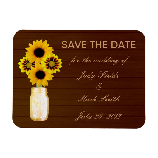 イエロ素朴ー・メイソン・ジャー日付磁石を保存 マグネット (横)