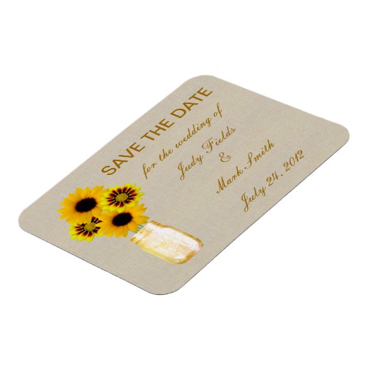 イエロ素朴ー・メイソン・ジャー日付磁石を保存 マグネット (左側)