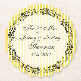 イエロ結婚スパーソナライズされたカスタム紙コースター ペーパーコースター
