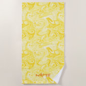イエロ絵を描アート名オレンジサーファーモダン海 ビーチタオル (正面)
