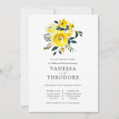 イエロ鮮やかブーケのリハ結婚ーサルディナー 招待状 (正面)