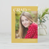 イエロ鮮やかラモダンード写真卒業パーティー 招待状 (スタンド正面)