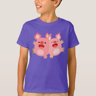 イエー!! かわいい漫画の豚 子供用Tシャツ Tシャツ