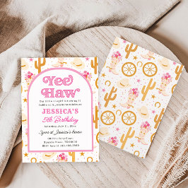 イエー ハウ ウェスタンカウガール 5th ロデオ 5歳の誕生日 招待状