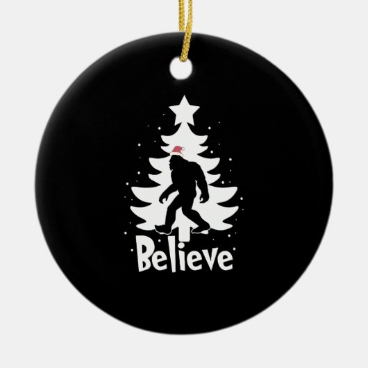 イエ信じティビグフットサスカッチクリスマスサンタ セラミックオーナメント (正面)