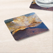 イエ凍っていローメープルリーフオータム自然 スクエアペーパーコースター (アングル)