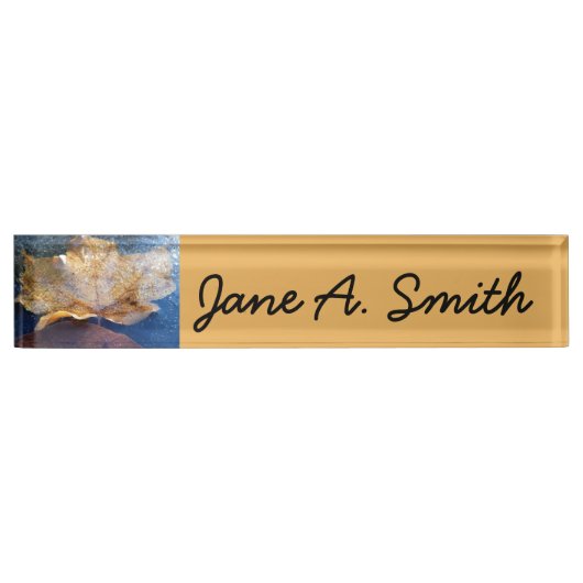 イエ凍っていローメープルリーフオータム自然 デスクネームプレート (正面)
