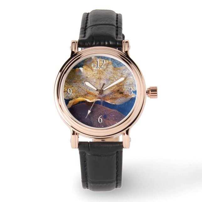 イエ凍っていローメープルリーフオータム自然 腕時計 (正面)