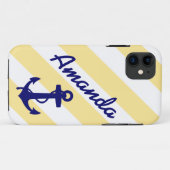 イエ名門私立校風のロー·いかり·ブルー··ユア·ネーム Case-Mate iPhoneケース (裏面(横))