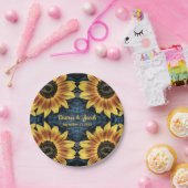 イエ素朴ローサンフラワーデニムブルージー結婚ンズズ ペーパープレート (パーティー)