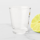 イオウの冠を持つコカトゥーの鳥の漫画イラストレーション ショットグラス (左)