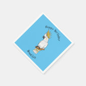 イオウの冠を持つコカトゥーの鳥の漫画イラストレーション スタンダードカクテルナプキン (角)