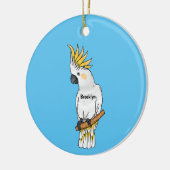 イオウの冠を持つコカトゥーの鳥の漫画イラストレーション セラミックオーナメント (左)