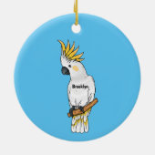 イオウの冠を持つコカトゥーの鳥の漫画イラストレーション セラミックオーナメント (裏面)