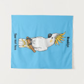 イオウの冠を持つコカトゥーの鳥の漫画イラストレーション タペストリー (正面(横))