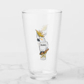 イオウの冠を持つコカトゥーの鳥の漫画イラストレーション タンブラーグラス (裏面)