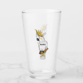 イオウの冠を持つコカトゥーの鳥の漫画イラストレーション タンブラーグラス (正面)