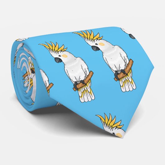 イオウの冠を持つコカトゥーの鳥の漫画イラストレーション ネクタイ (ロール)