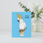 イオウの冠を持つコカトゥーの鳥の漫画イラストレーション ポストカード (スタンド正面)