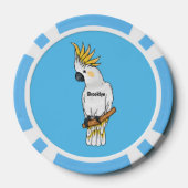 イオウの冠を持つコカトゥーの鳥の漫画イラストレーション ポーカーチップ (裏面)