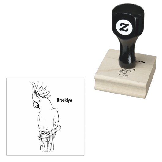 イオウの冠を持つコカトゥーの鳥の漫画イラストレーション ラバースタンプ (押印)