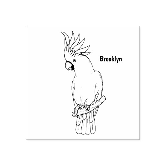 イオウの冠を持つコカトゥーの鳥の漫画イラストレーション ラバースタンプ (インプリント)