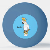 イオウの冠を持つコカトゥーの鳥の漫画イラストレーション 卓球ボール (正面)