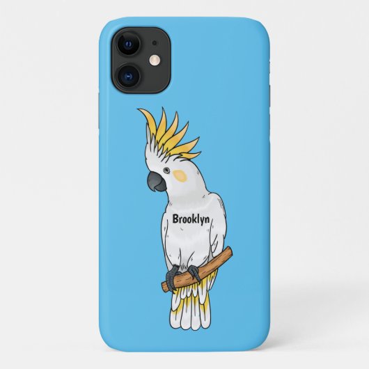 イオウの冠を持つコカトゥーの鳥の漫画イラストレーション Case-Mate iPhoneケース (裏面)