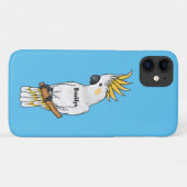 イオウの冠を持つコカトゥーの鳥の漫画イラストレーション Case-Mate iPhoneケース (裏面(横))