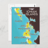 イオニア諸島地図のポスター。 ポストカード (正面/裏面)