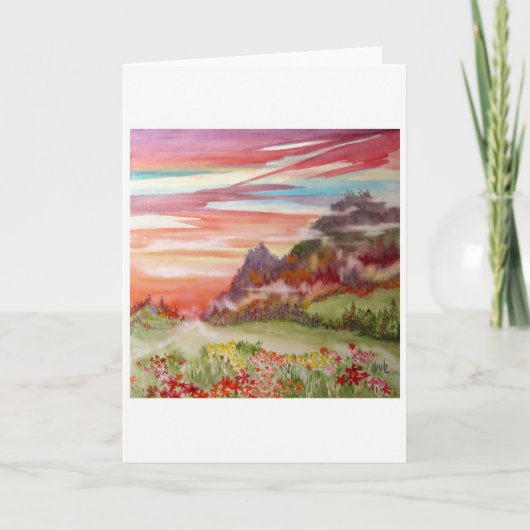 "イオン島:サンセットマウンテン"グリーティングカード5" x 7" カード (正面)