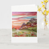 "イオン島:サンセットマウンテン"グリーティングカード5" x 7" カード (黄色い花)