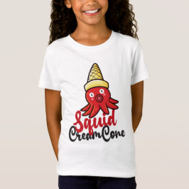 イカおもしろいクリームコーンガールズTシャツ Tシャツ