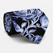 イカおよびバラの真夜中の青 ネクタイ (ロール)