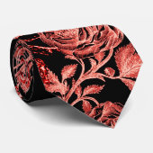 イカおよびバラの赤 ネクタイ (ロール)