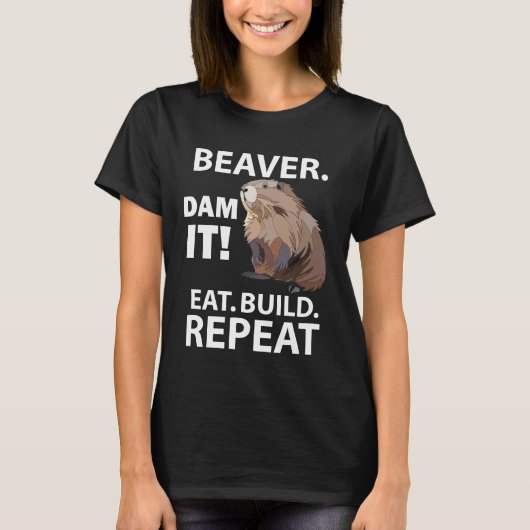 イカしたビーバーの動物デザイン Tシャツ (正面)