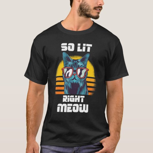 イカした猫のレイブパーティー Tシャツ (正面)
