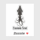 イカのアイコン黒 シール (シート)