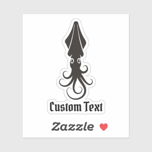 イカのアイコン黒 シール (シート)