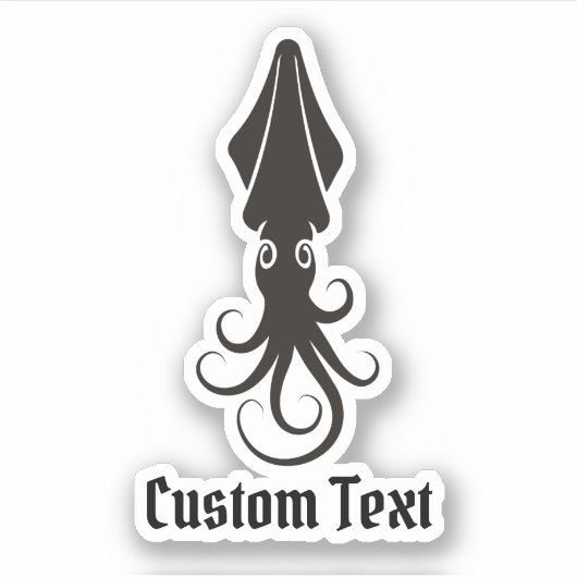 イカのアイコン黒 シール (正面)