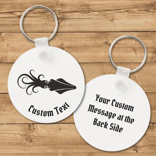 イカのアイコン 黒 キーチェーン