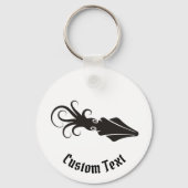 イカのアイコン 黒 キーチェーン (正面)