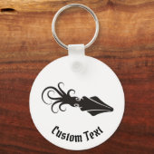 イカのアイコン 黒 キーチェーン (正面)